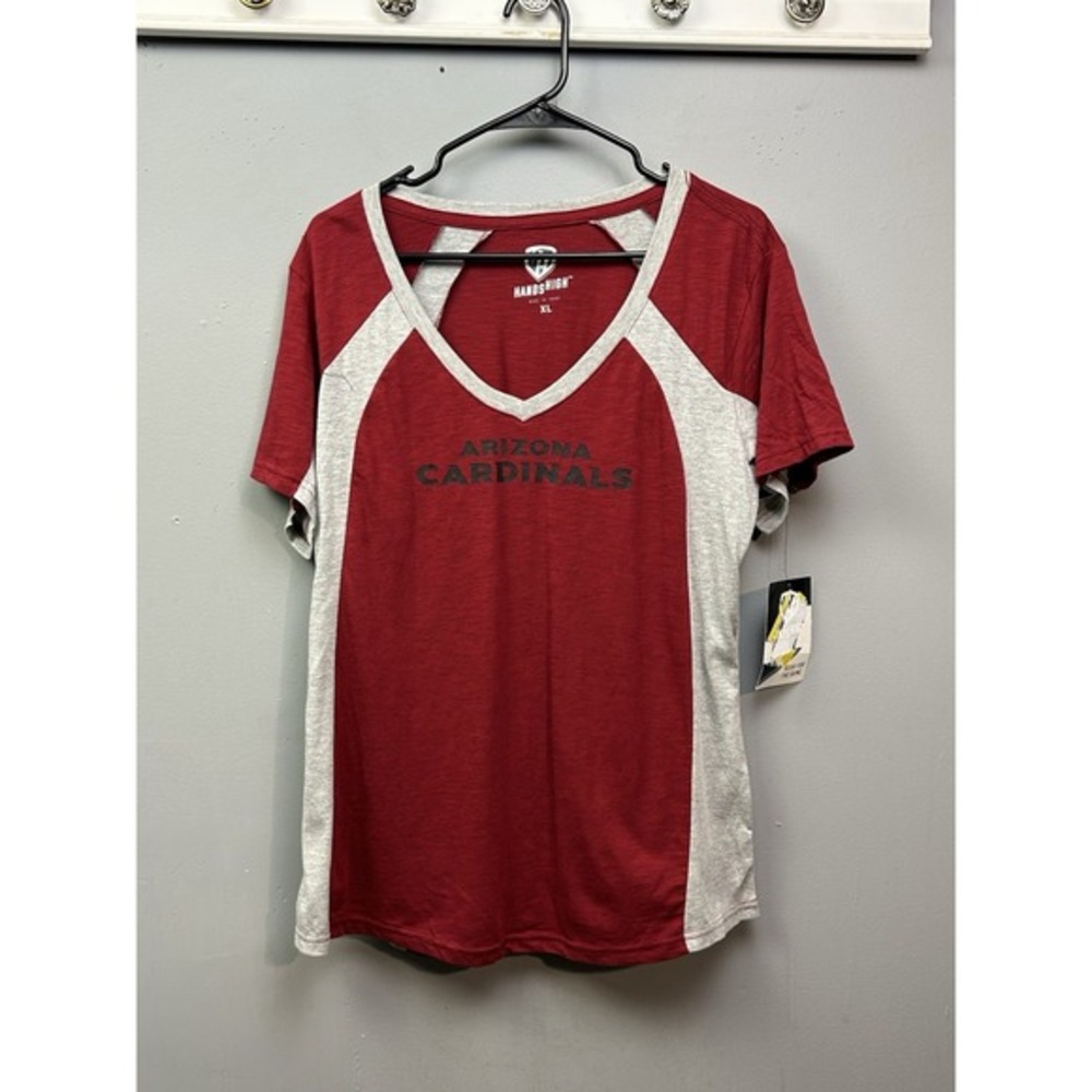 Arizona‎ Cardinals Shirt NFL Women's XL V neck Hands High in Red Graphic NEW